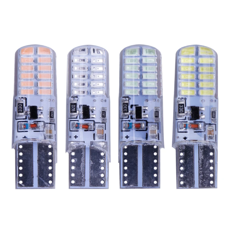 

100pcs T10 194 168 W5W 3014 24 SMD 24 LED flash strobe LED Light silicone Bulb Super Clearance Lights 12V Flash 2 Modes Lights