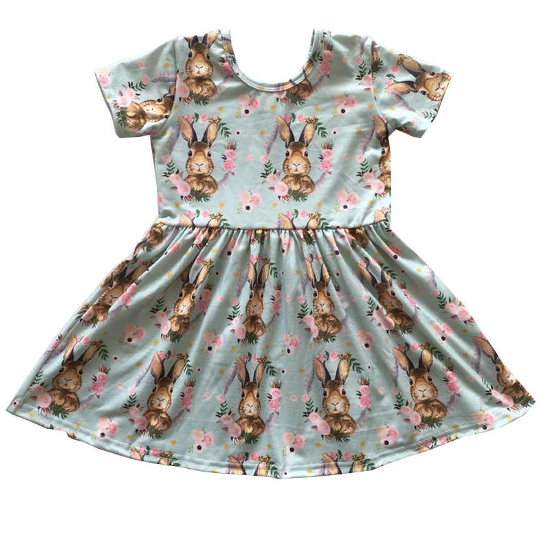 ; платье с оборками для девочек; Праздничная Пасхальная одежда с рисунком кролика для маленьких девочек