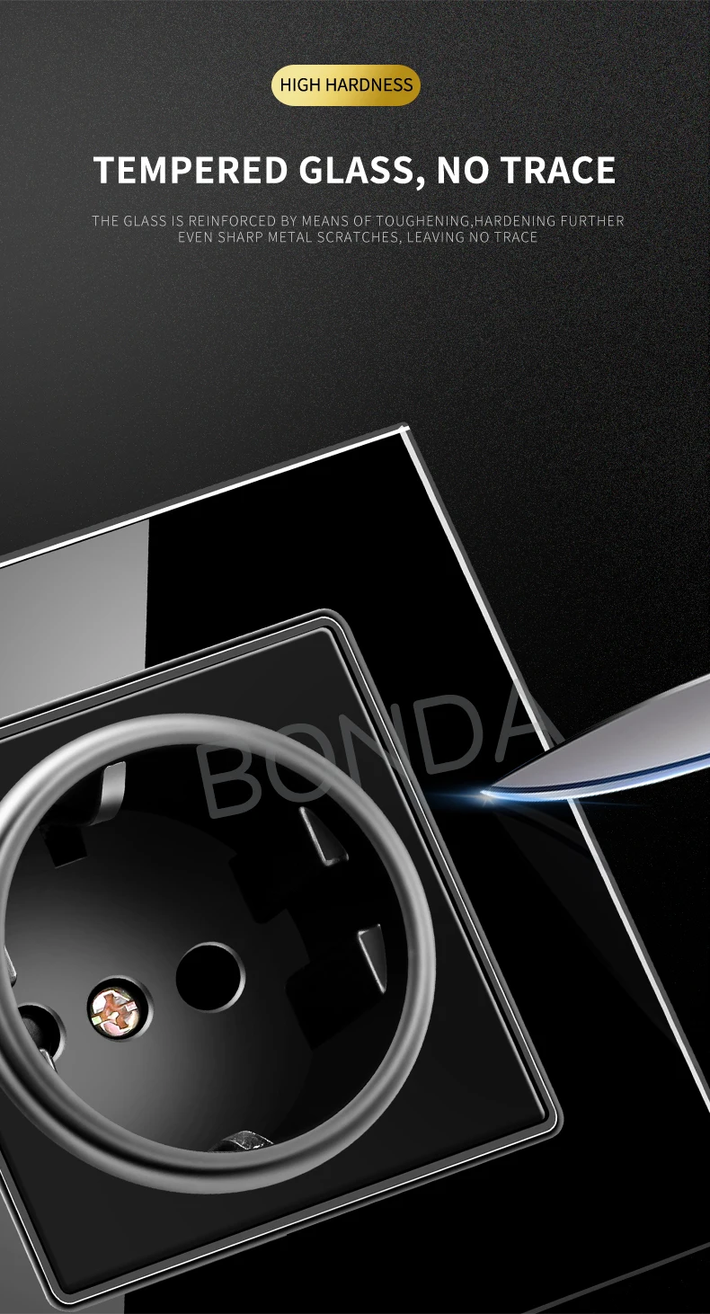Adaptador de Carregador de Tomada Tomada de Parede Carregador de Parede Adaptador de Tomada de Soquete Soquete de Energia de Vidro Usb de Carregamento Bonda da ue de Parede Dupla Porta 16a 2100ma de Energia de Vidro Temperado 19 16a 2100ma tomada de parede elétrica