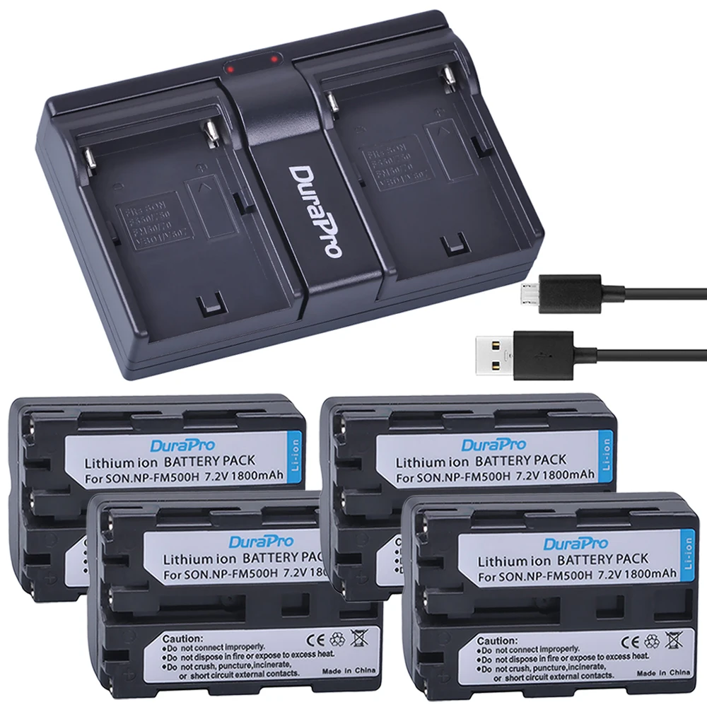 Durapro 4 x для Sony NP FM500H камера Bateria + USB двойное зарядное устройство A57 A65 A77 A99 A350 A550 A580 A900