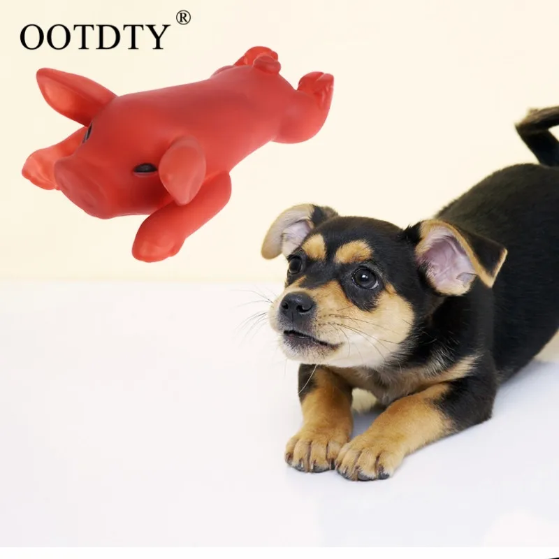 OOTDTY Pet Dog Toy Rubber Roasted Pig Chew Toy Screaming Press Sound