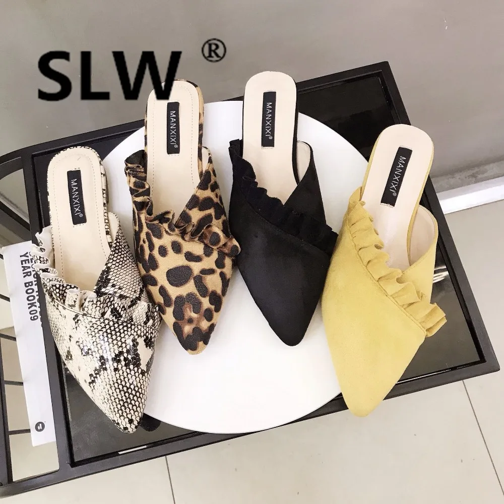 

Flat Low Square heel Slides Sweet Pointed Toe Buckle Strap loafer buckle belt square mule Flat Low Slides Square heel Buckle