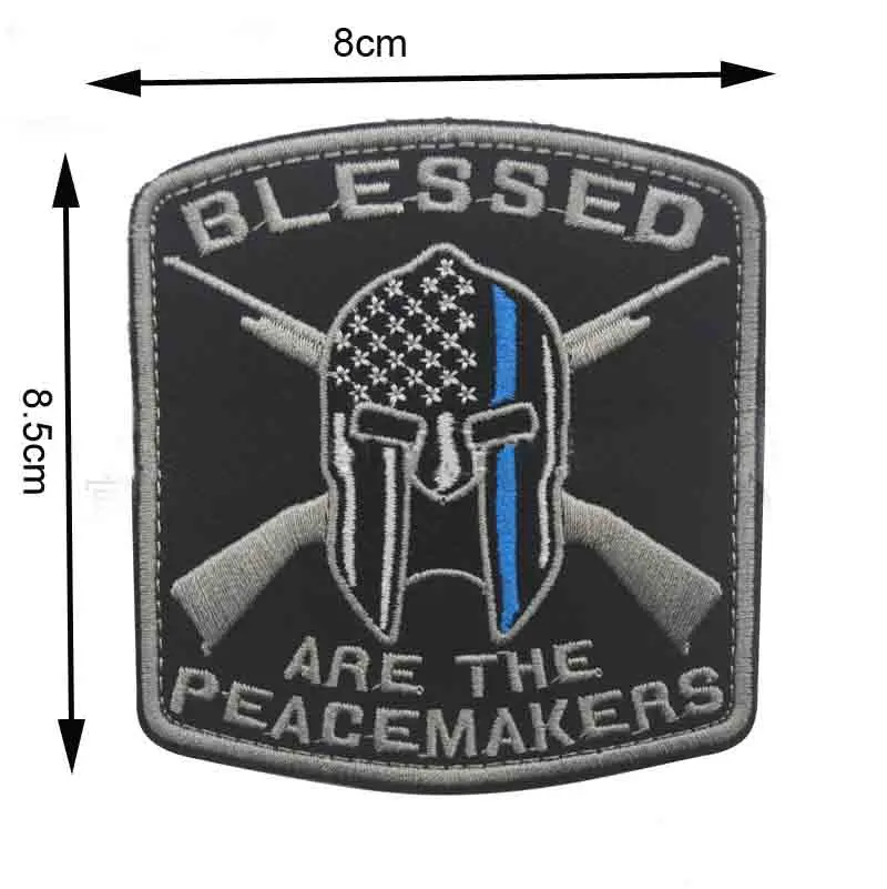 Вышитые Blessed-это Peacemakers Патч тонкая Голубая линия спартанская нашивка военные нашивки для поднятия боевого духа армия США, тактический жилет