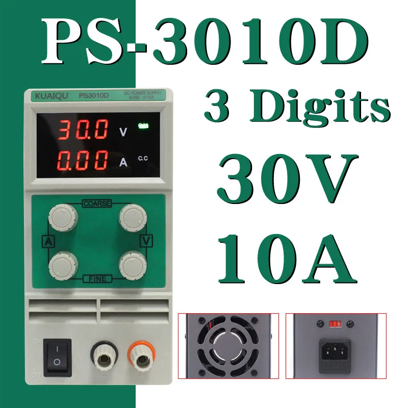 

KUAIQU mini DC Power Supply PS3010D 60V 5A Switching laboratory Digital Variable Adjustable DC power supply 0-60V 0-5A PS3010D