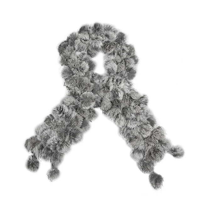ZY86008-1 меховой аксессуар осень Для женщин Настоящее Трикотажные кролика шарфы палантины зима Для женщин Neckwarmers Для женщин шейный платок - Цвет: natural gray