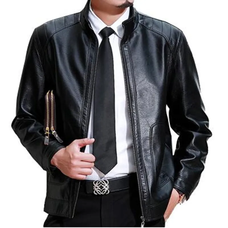 

2017 Fashion Mens Leather Jackes And Coats Slim Fit Leather Jackets For Men Biker Motorcycle Brown Leather Jacket Men Plus Size