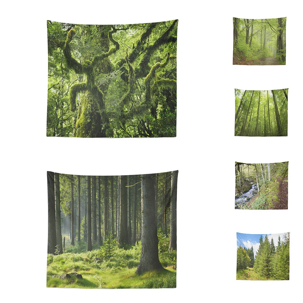 Мисти лес гобелен настенный Природа Гобелен с пейзажем Солнечный свет через декоративные ткани с изображением дерева для спальни гостиной Горячая