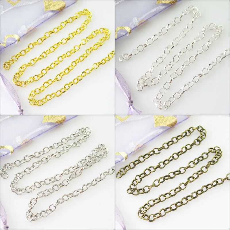 

New 2M Necklaces 3.5mm Ring Chain Fit Making Necklaces Gold Dull Silver Bronze Plated