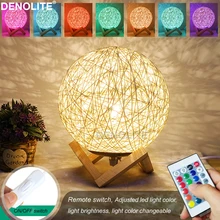 DENOLITE креативный ротанговый USB светодиодный настольный светильник круглый прикроватный Настольный светильник сон светодиодный ночник небольшой декоративный светодиодный светильник