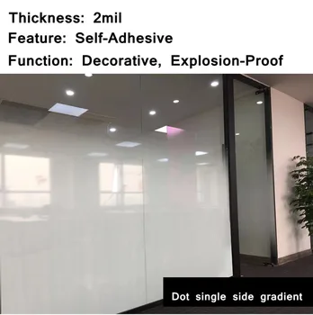 

SUNICE Window Decorative Film White Dot One-Way Gradient Window Film Gradual Frosted Self Adhesive Semi-Privacy Film 183*50cm