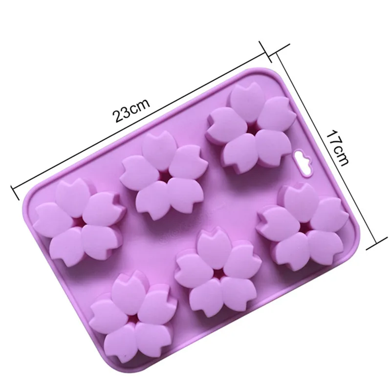 SEAAN 6 Flowers Sakura Silicone Cake Mold Handmade Soap Molds Six Cherry Blossom Jelly Mould Cake Making for Baking