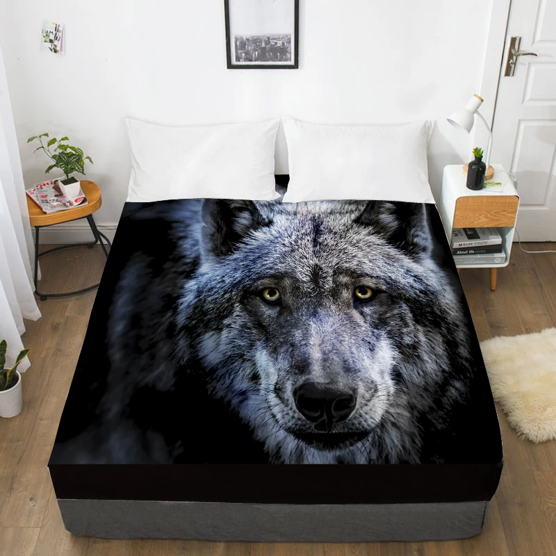 3D طباعة مخصص غطاء سرير مع مرونة ، شرشف الملكة/الملك ، الحيوان الذئب غطاء مرتبة 160x200/150x200/180 ، هبوط السفينة