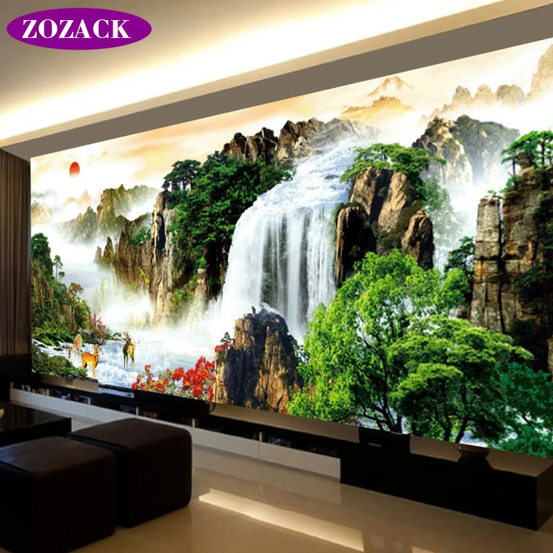 

Zozack Needlework,DIY DMC Precision printing Landscape painting Cross stitch,rising sun Sets For Embroidery kits Cross-Stitching