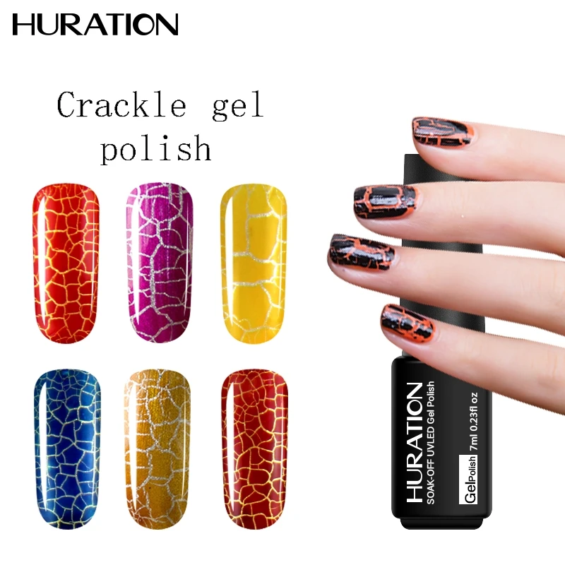 

Huration Gel Varnish Crack Nail UV LED 12 Colour Gel Polish Soak Off Vernis Semi Permanent Crackle Gel Nail Polish
