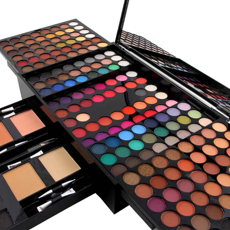 

Miss Rose 180 Colors Eyeshadow Palette Matte Nude Shimmer Eye Shadow Set with Makeup Brush Mirror & 6 Eyebrow MS014