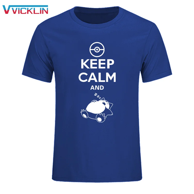 Новинка 2019 модная футболка с надписью Keep Calm And Carry On Snorlax Sleep Pokemon хлопковая