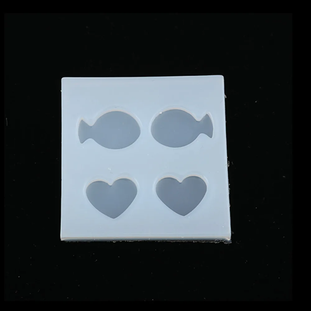 Силиконовая полимерная форма для изготовления ювелирных изделий, рыбное животное, белое сердце 48 мм(1 7/") x 48 мм(1 7/8"), 2 шт
