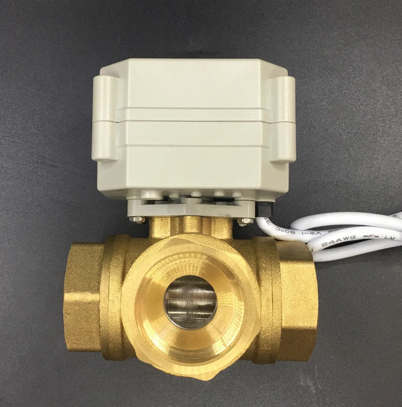 TF25 BH3 A латунь 1 ''DN25 3 Way T/L тип горизонтальный привод шаровой клапан DC12V DC24V 2/5/7