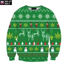 2017 New Christmas 3D Print Green Sweater Deer Pattern Boys Girls Warm Sports Breathable sudaderas Thickened Sweater