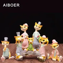 AIBOER Figurine Resin Room Decorations Animals cat Maneki Neko statues for decoration Of Your House Decoration Fashion&Gift Home