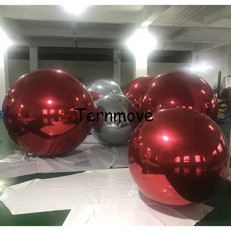 

Red Mirror Ball For Promotion fashion wedding show ball Party Decoration silver gold black giant Reflective PVC inflatable ball