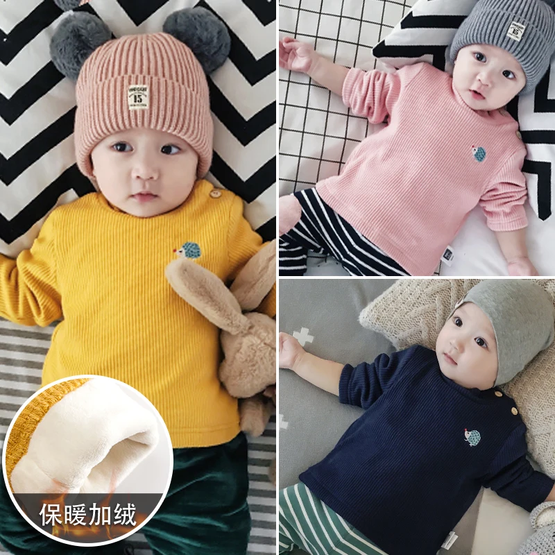 

Lemonmiyu Children Winter Thick Tops 1st Baby Boys Long Sleeve T Shirts for Kids Cartoon Warm Newborn Jackets Girls Clothes
