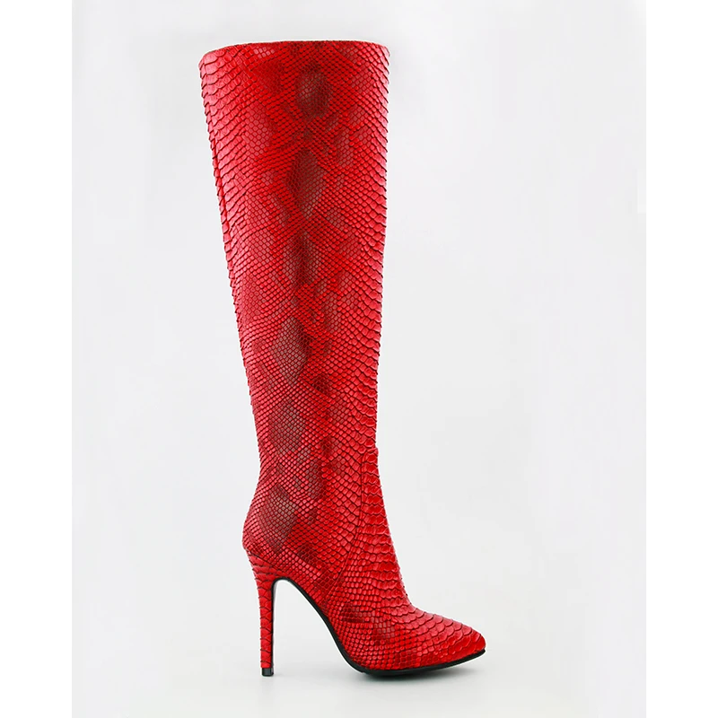 

pointed toe Over the Knee Boots Black Patent Crocodile Print Cowboy Thigh High Boots With Block Heel high Heel Winter Shoes