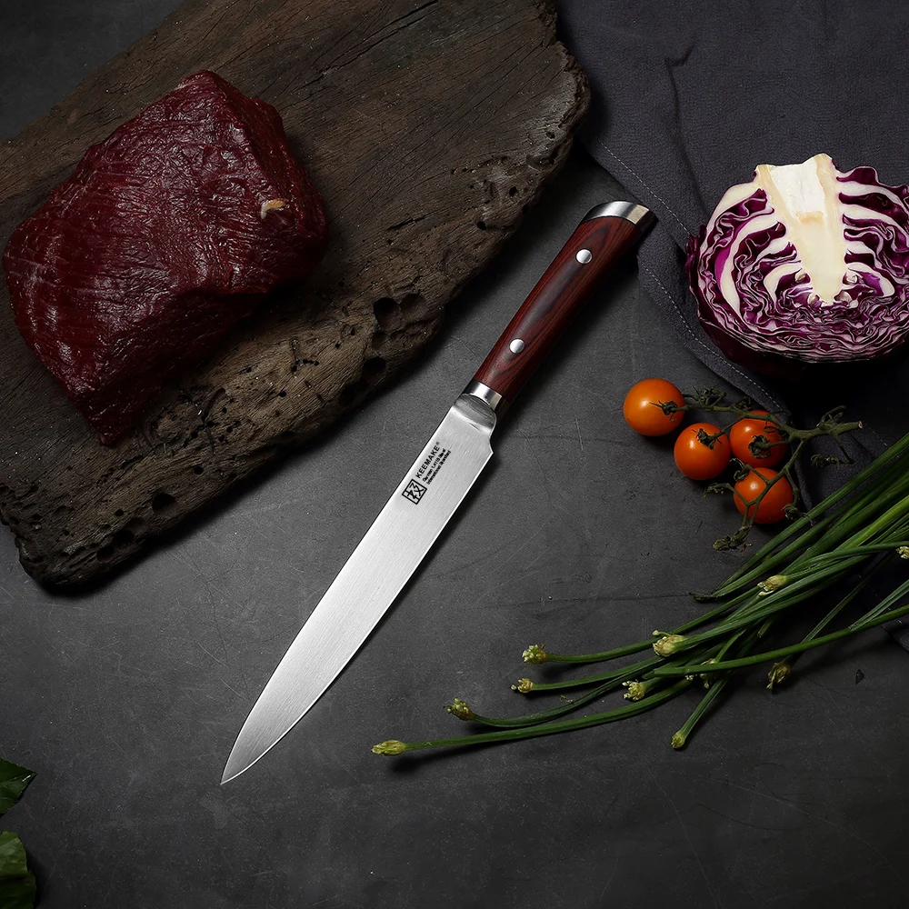 SUNNECKO Профессиональный Santoku универсальный нож для очистки овощей шеф-повара немецкий 1,4116 стальной нож с лезвием цветной деревянной ручкой набор кухонных ножей