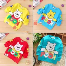 2016 New Baby Boys Clothes Long Sleeve Cartoon Winnie Printed Long Sleeve T-shirt Tops Pullover Sweatshirt Age 6-24 M