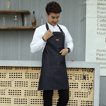 

Denim fabric apron fashion anti-pollution labor protection aprons gown coffee restaurant men and women