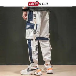 LAPPSTER японский Уличная Брюки карго 2019 цвет блок ленты трико для мужчин брюки для девочек лоскутное Harajuku спортивные штаны комбинезоны 4XL