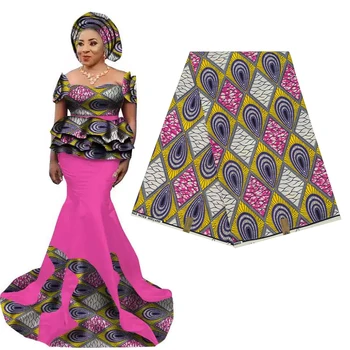 

2019 Fashion Ankara printing batik wax fabric guarantee real Cloth wax fabric 100% cotton African fabric for party dress 6yards