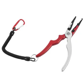 

New Aluminum Fishing Pliers Split Ring Cutters Fishing Holder Tackle with Sheath & Retractable Tether Combo Hooks Remover