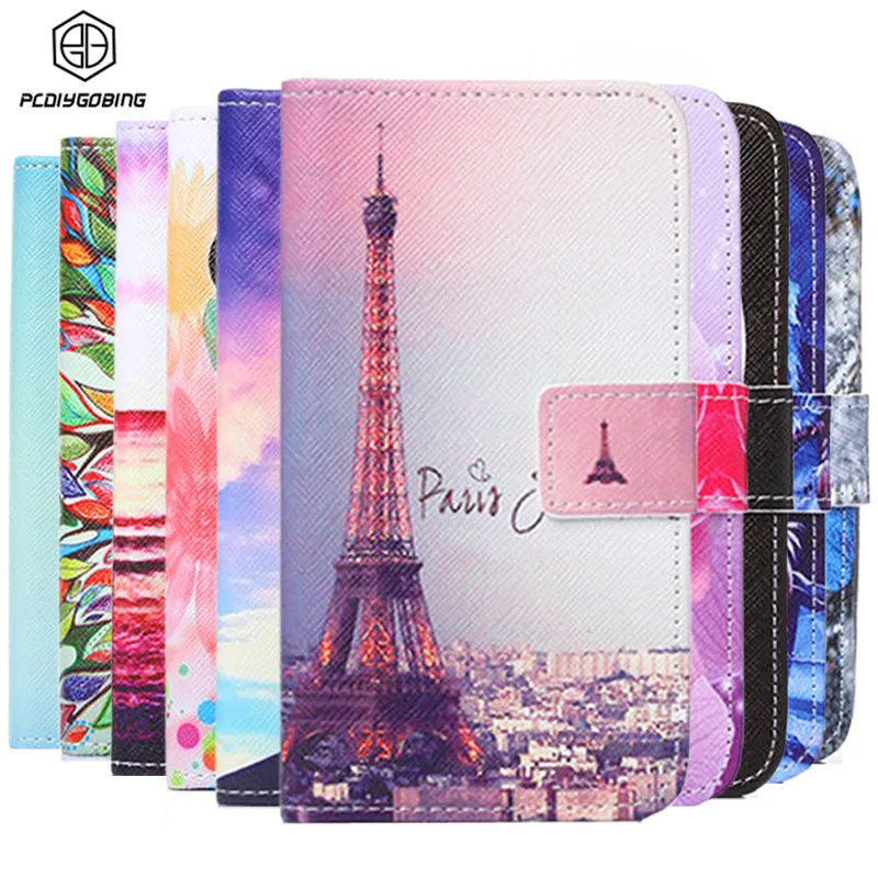 

New Wallet Color Painted Book Stand Flip Leather Case For Apple iPhone 4s 4 Credit Card Wolf Smile Owl Effiel Tower case Cover