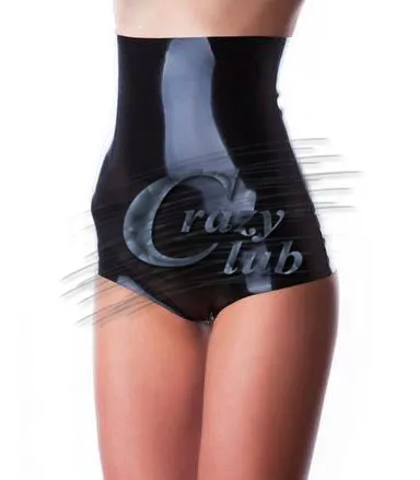 Crazy club_New Модные женские латексные трусы с высокой талией резиновый латекс