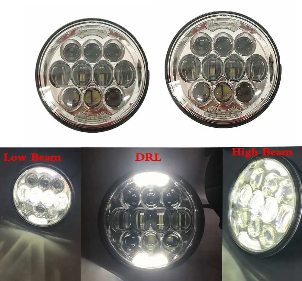 2pcs Brightest 80W 5 3/4" 5.75" Round LED Projection Moto Headlight for