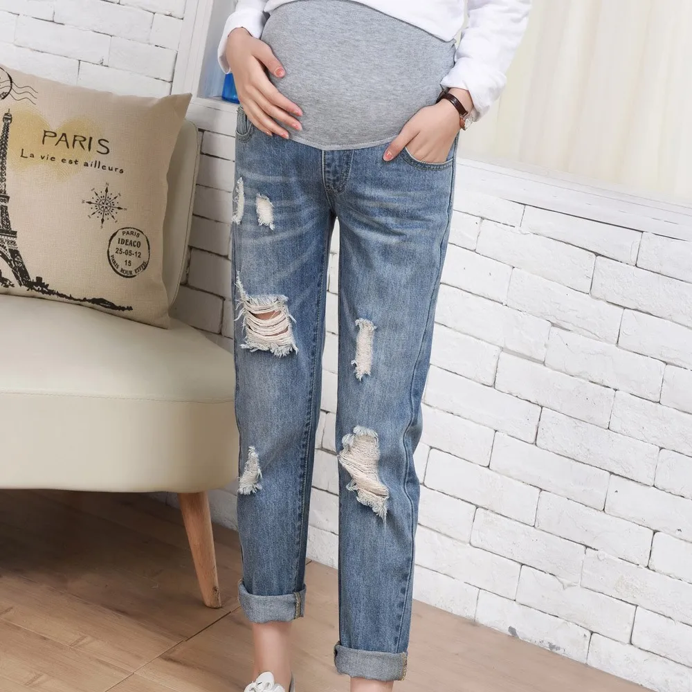 Рваные джинсы ropa maternidad для беременных женщин брюки штаны кормящих матерей