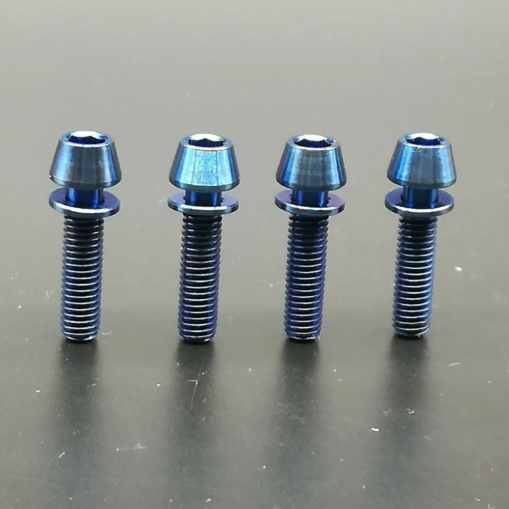 Многоцветная M5X20mm титановая Шестигранная коническая головка M5 Ti болты винт с шайбой 4 шт./лот