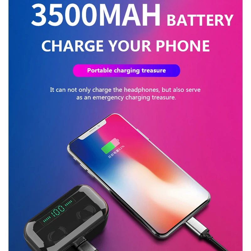 YEINDBOO настоящий TWS беспроводной наушник Bluetooth 5 0 Светодиодный дисплей питания CVC8.0