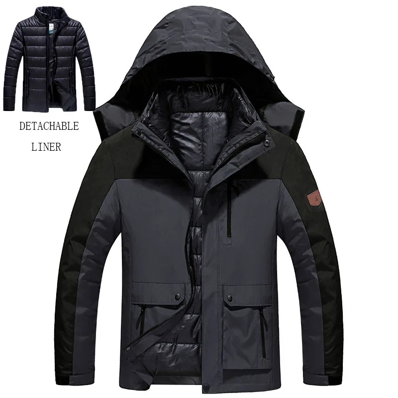 DZRZVD Brand Clothing Mens Detachable Liner Thermal Winter Hiking