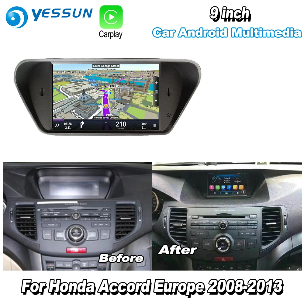 Для Honda Accord 8 Европа 2008 2009 2010 2011 2012 2013 автомобиль Android Carplay gps Navi карты навигационный плеер радио