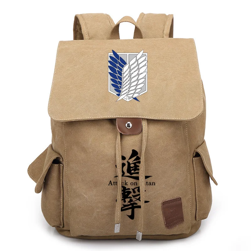 Large Attack on Titan Backpack Canvas Rucksack Anime cosplay Dual Wings Freedom