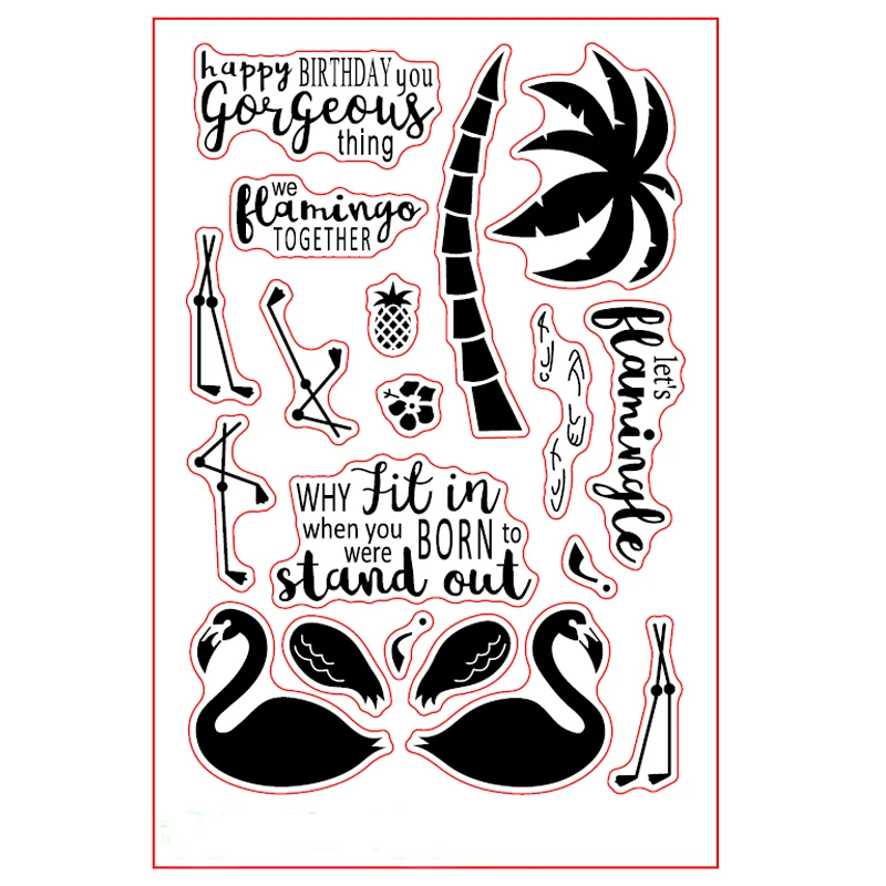 

Summer Coconut Tree Flamingo Pineapple Clear Stamps for Scrapbooking Decorative Cards Paper Crafts Transparent Stamp New 2018