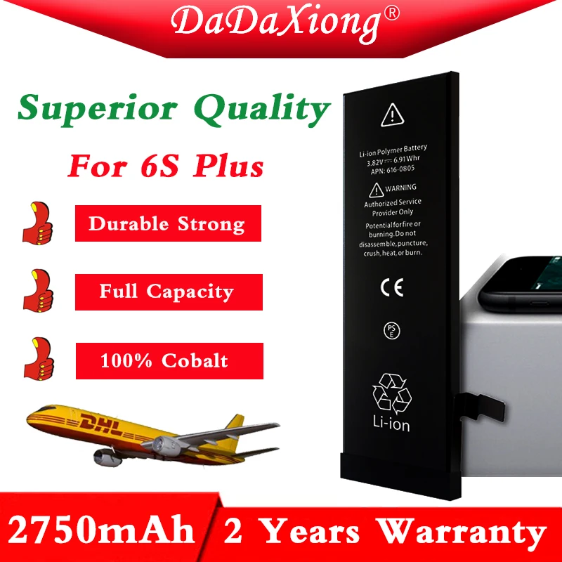 

2019 100% Cobalt Cell TI 2750mAh Original 10pcs/lot Superior Quality work with IOS 11.4 Battery for iPhone 6S Plus replacement