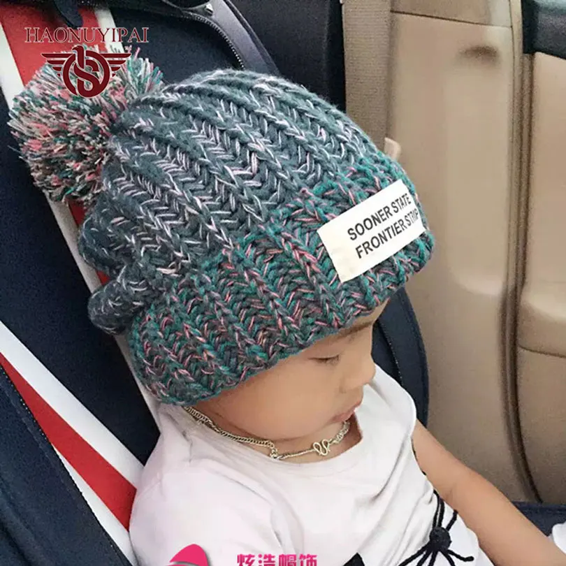 

Cute Kids Winter Handmade Knitted Skullies & Beanies Children Casual Outdoor Sports Caps Warm Ear Hat For Boys And Girls WB004