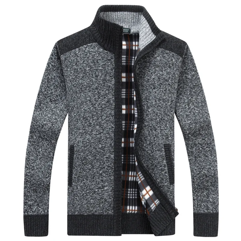 Осень зима толстый теплый вязаный свитер мужской повседневный однотонный кардиган мужской модный мужской свитер