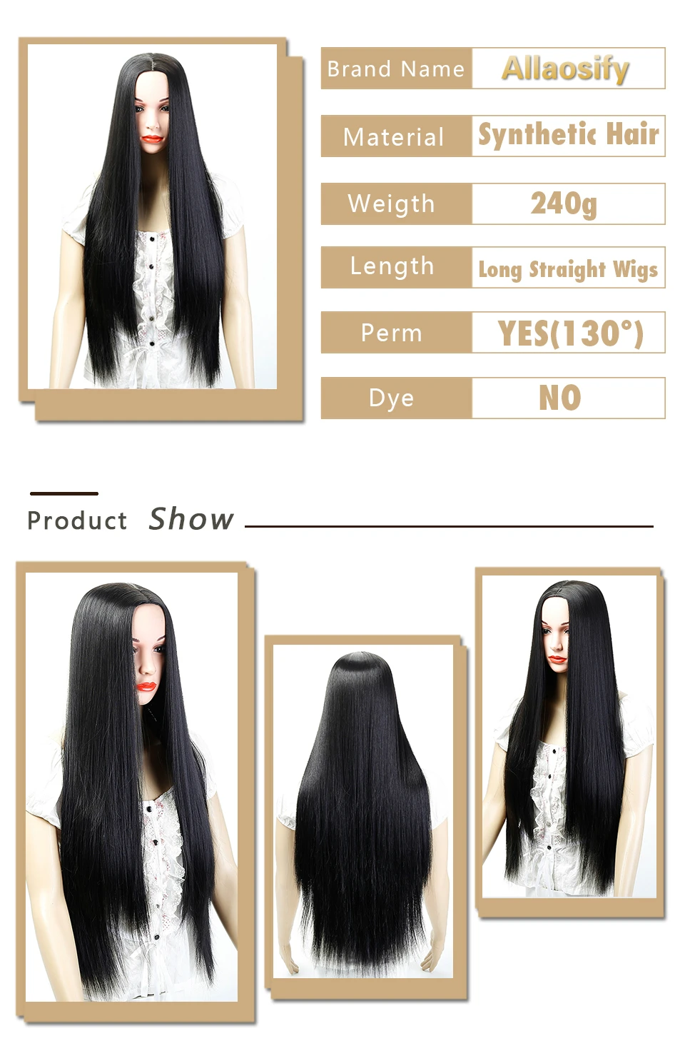 Allaosify длинные прямые волосы парики Черный эффектом деграде(переход от темного к Цвет волос 11 Цвета высокое Температура волокна Косплэй парик для Для женщин