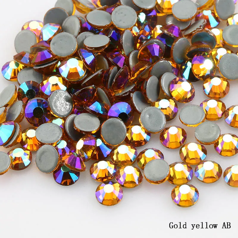 SS6-SS30 Multi-color Crystal AB Hot Fix Rhinestone Crystal Super Glitter Strass Iron On Rhinestones For Nail Art Fabric Garment 