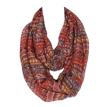 Classic Paisley Infinity Women Scarf Diamond Brown and Orange Ring Loop Shawl Warm Winter Soft Long Size 180100cm No15108