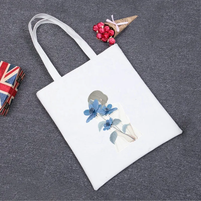 Funny Unique Printed Eco Canvas Tote Bag Women Casual Beach Bags Daily Use Shoulder Shopping Handbags Vintage |